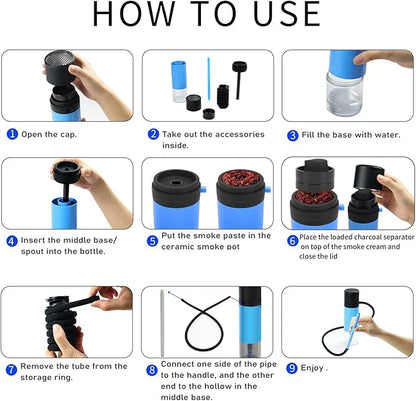 Portable Heavy Smoke  Hookah ➕ Free delivery In UAE 🎁